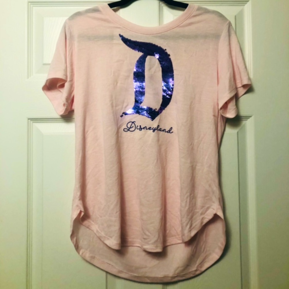 ๐ Pink Reversible Sequined Disneyland Shirt, Size L - Picture 2 of 4